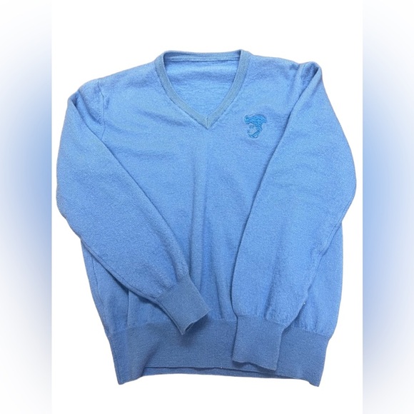 Versace Collection Man MAGLIA SCOLLO V - Men's Blue, Wool, V-Neck Sweater - Picture 1 of 7